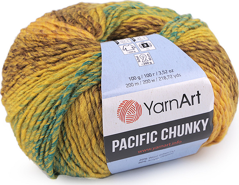 Pletací příze Pacific Chunky 100 g Varianta: 6 (305) hořčicová zelená, Balení: 1 ks