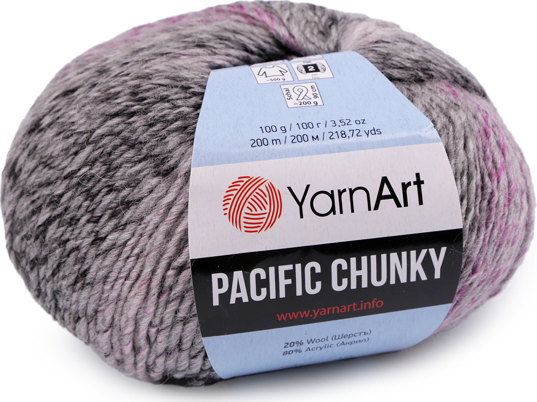 Pletací příze Pacific Chunky 100 g Varianta: 8 (303) šedá, Balení: 1 ks