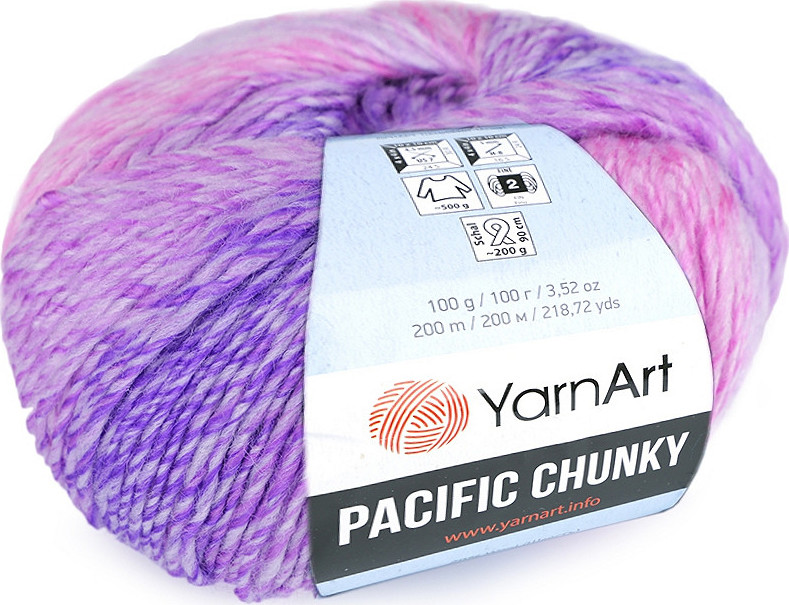 Pletací příze Pacific Chunky 100 g Varianta: 1 (306) růžová sv. fialová, Balení: 1 ks