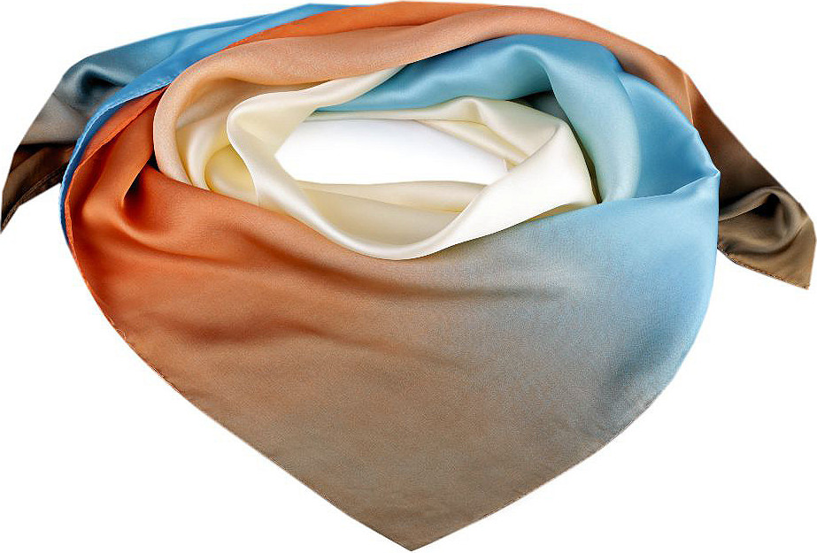 Saténový šátek duha 90x90 cm Varianta: 3 rezavá stř. modrá, Balení: 1 ks