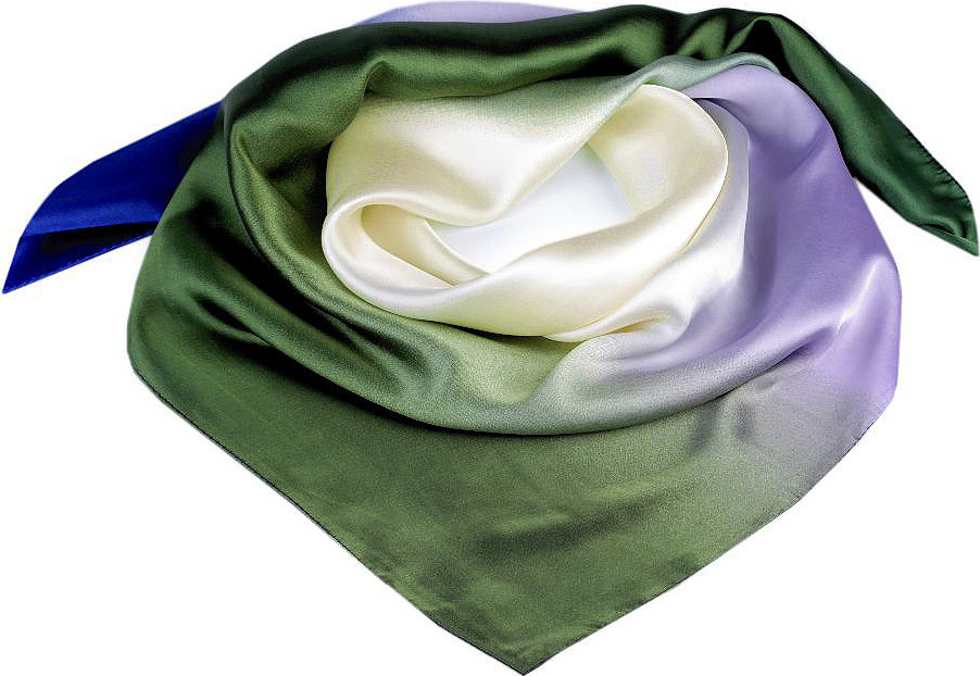 Saténový šátek duha 90x90 cm Varianta: 4 zelená modrá, Balení: 1 ks