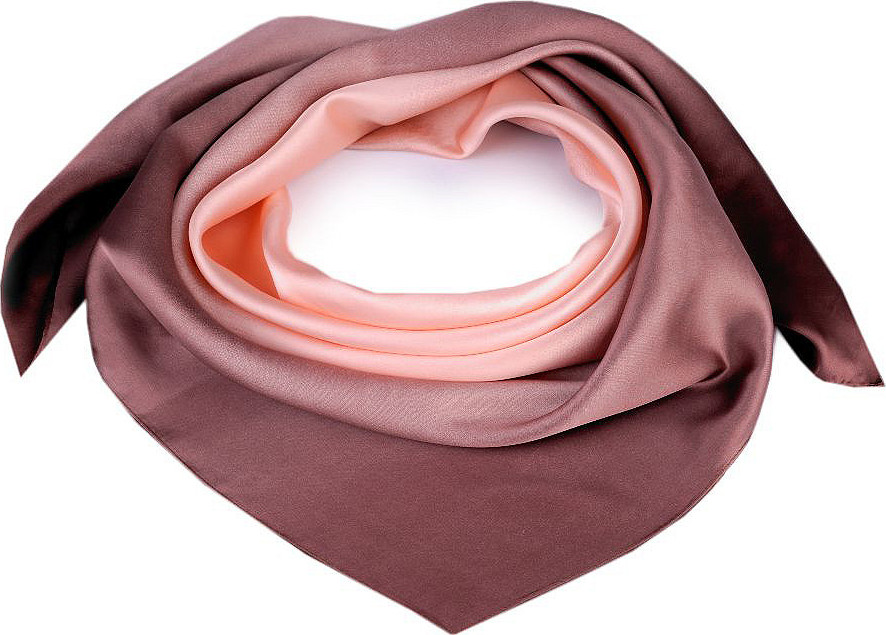 Saténový šátek duha 90x90 cm Varianta: 1 růžová mlhově hnědá, Balení: 1 ks