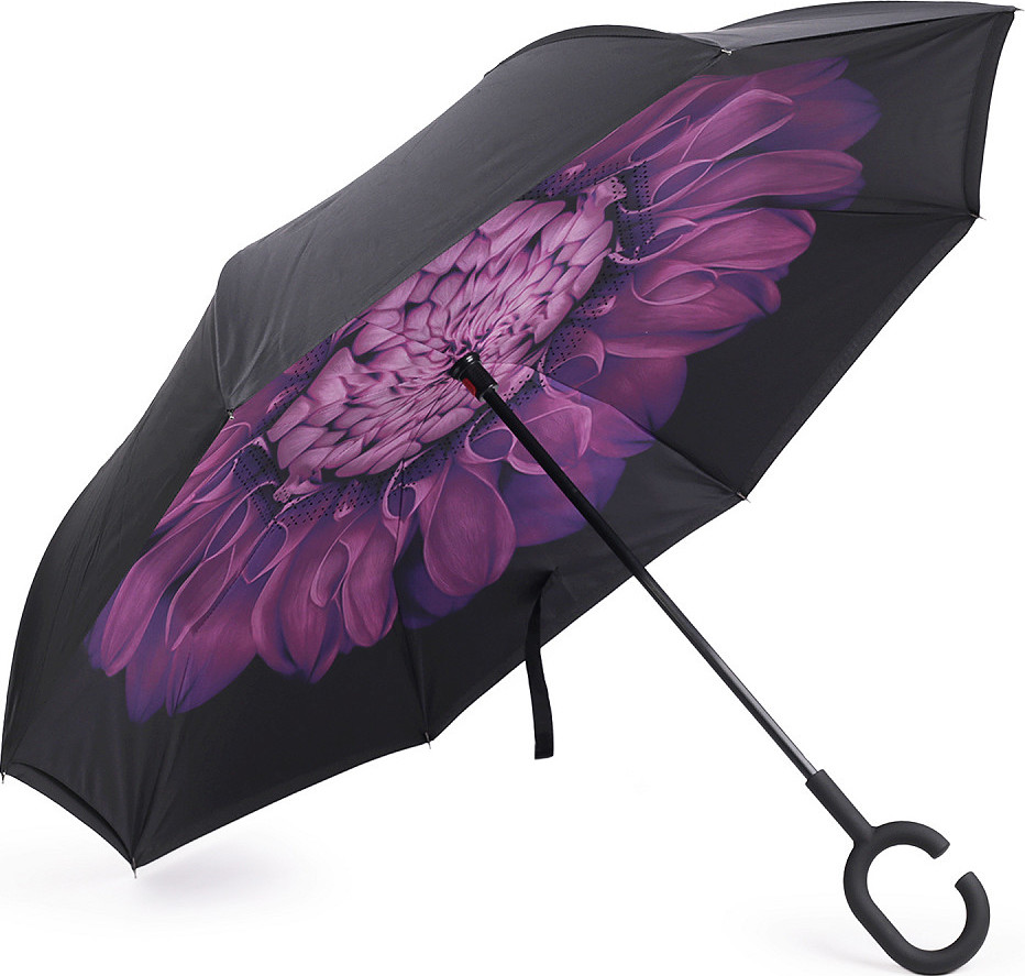Obrácený deštník dvouvrstvý Varianta: 8 fialová květ, Balení: 1 ks