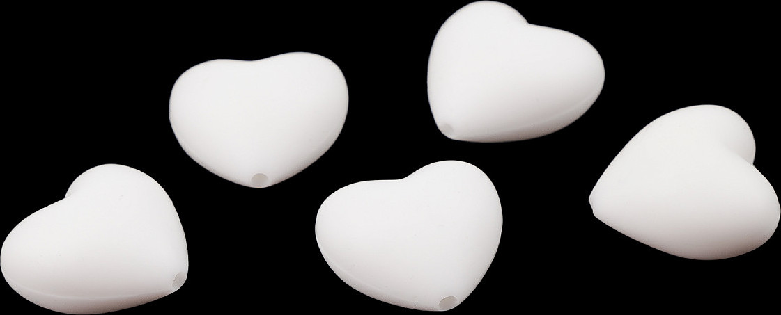 Silikonové korálky srdce 19x20 mm Varianta: 3 (1) bílá, Balení: 5 ks