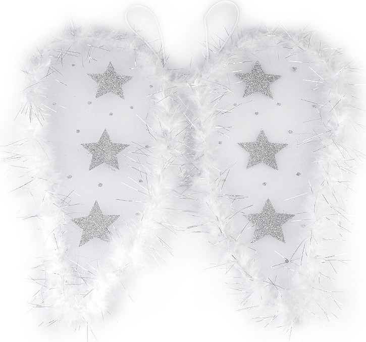 Andělská křídla s peřím a glitrovými hvězdami Varianta: bílá, Balení: 1 ks