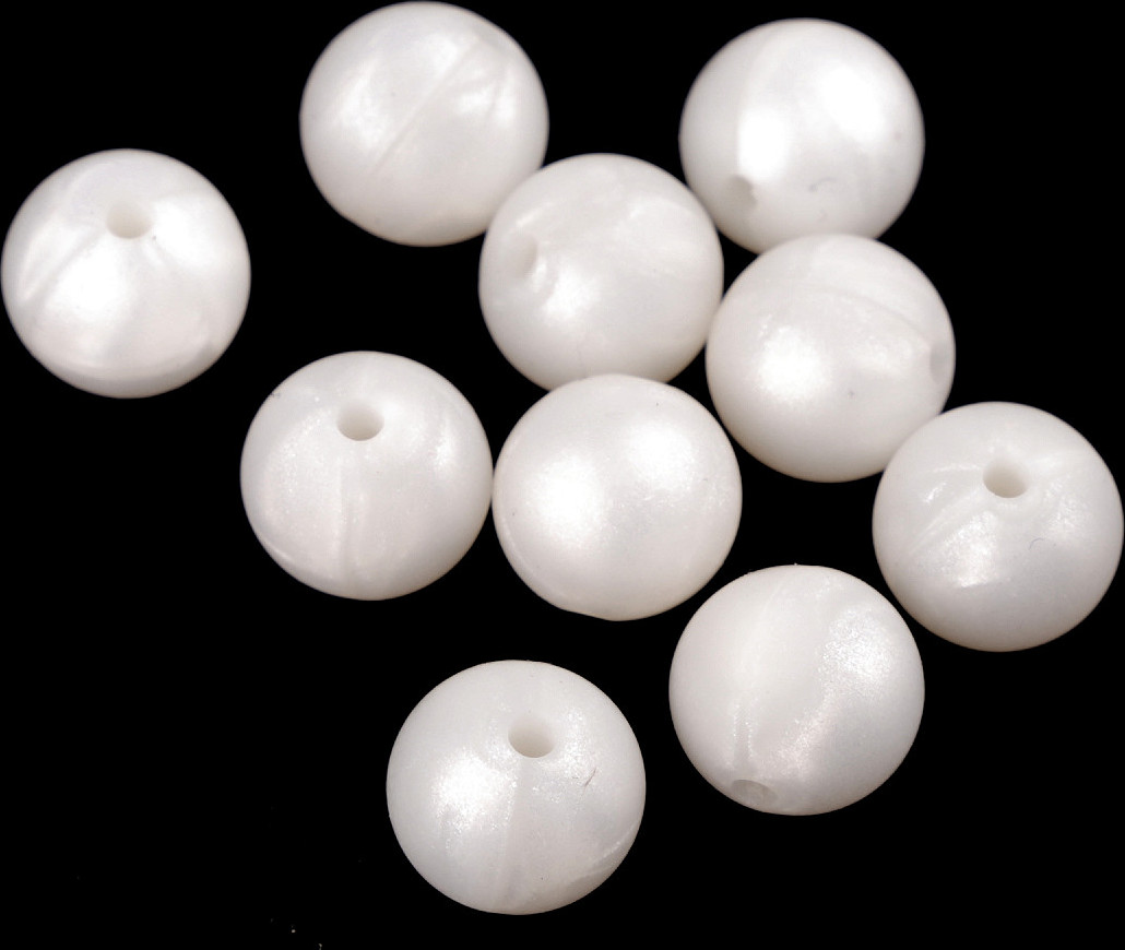 Silikonové korálky Ø12 mm Varianta: 1 (41) bílá mléčná perleťové, Balení: 10 ks