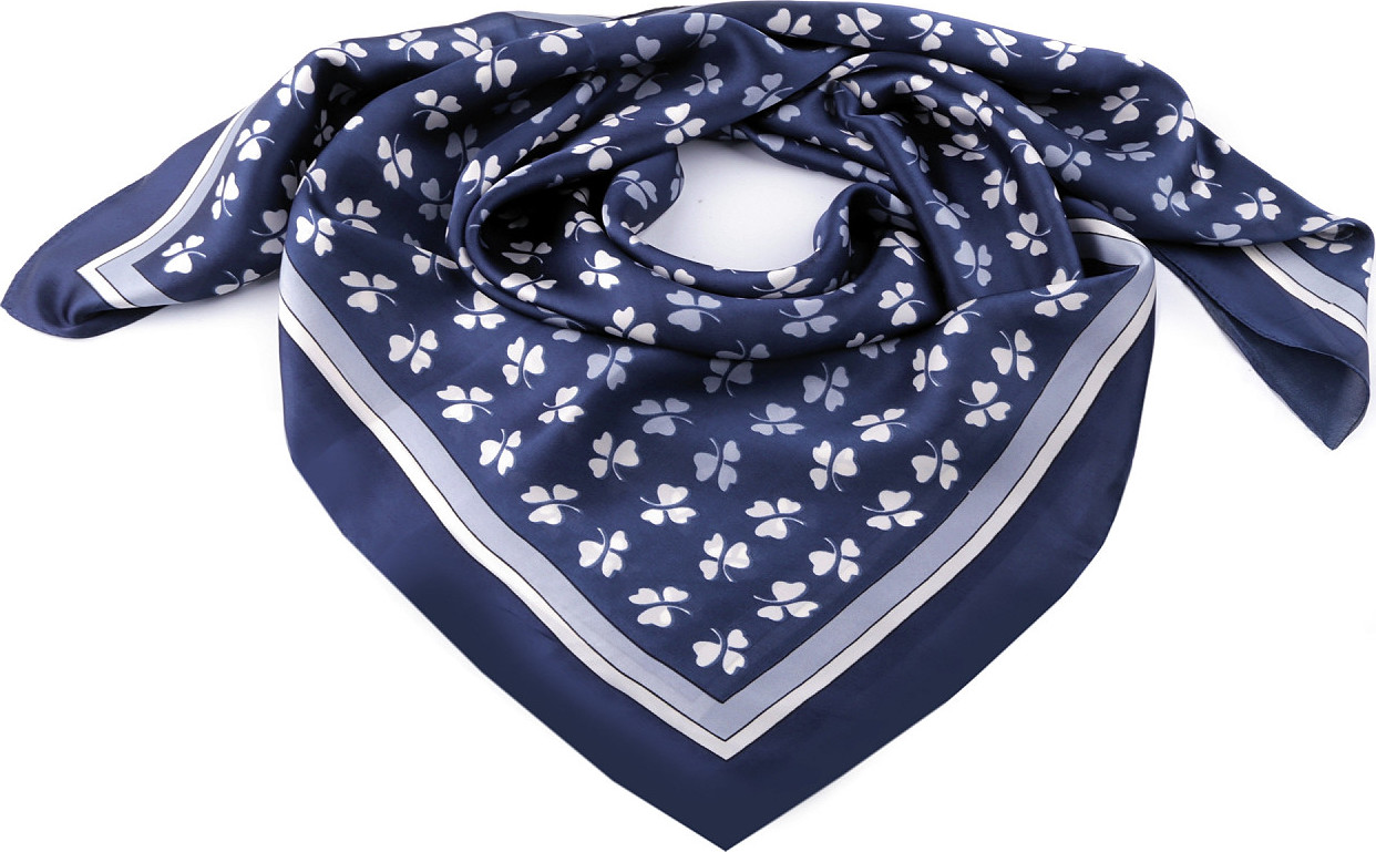 Saténový šátek 90x90 cm Varianta: 6 modrá tmavá, Balení: 1 ks