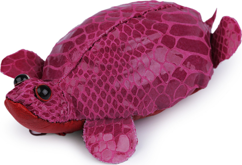 Peněženka kožená / klíčenka želva Varianta: 1 růžová malinová, Balení: 1 ks