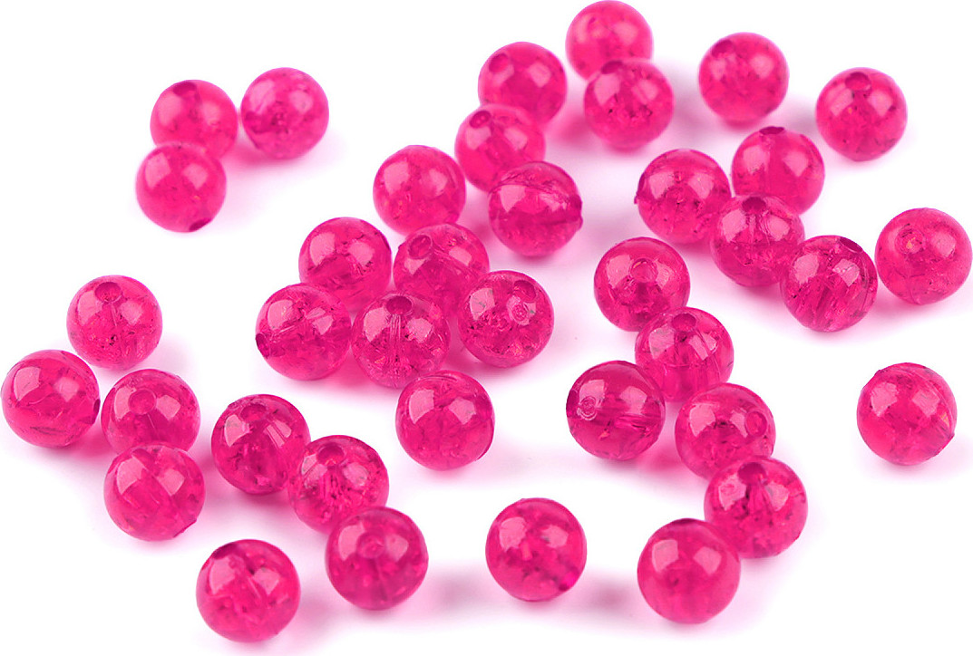 Plastové korálky kraklované Ø8 mm Varianta: 23 (8) pink, Balení: 30 g