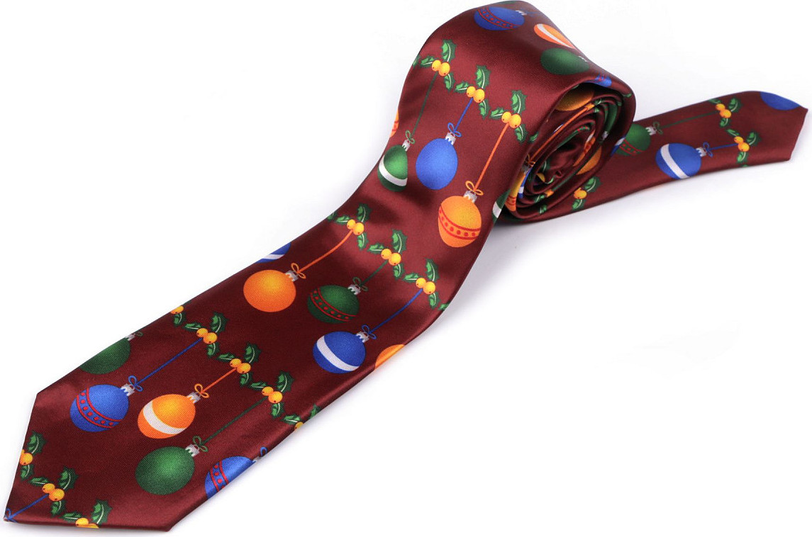 Saténová vánoční kravata Varianta: 1 bordó, Balení: 1 ks