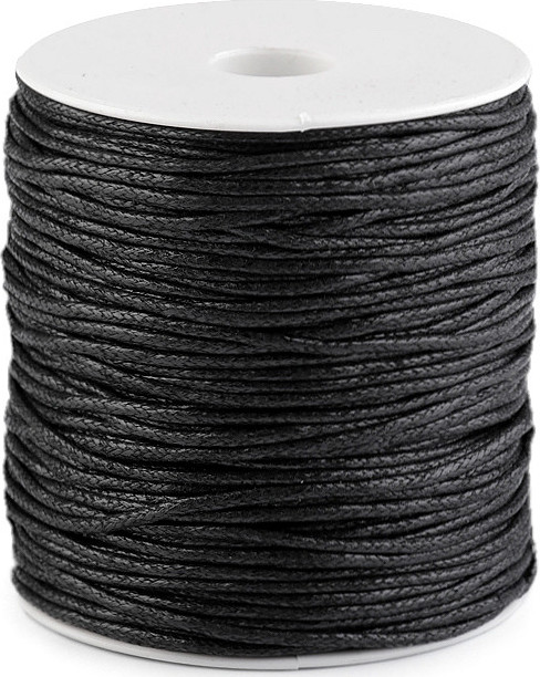 Šňůra bavlněná Ø1,5-2 mm voskovaná Varianta: 3 černá, Balení: 1 ks