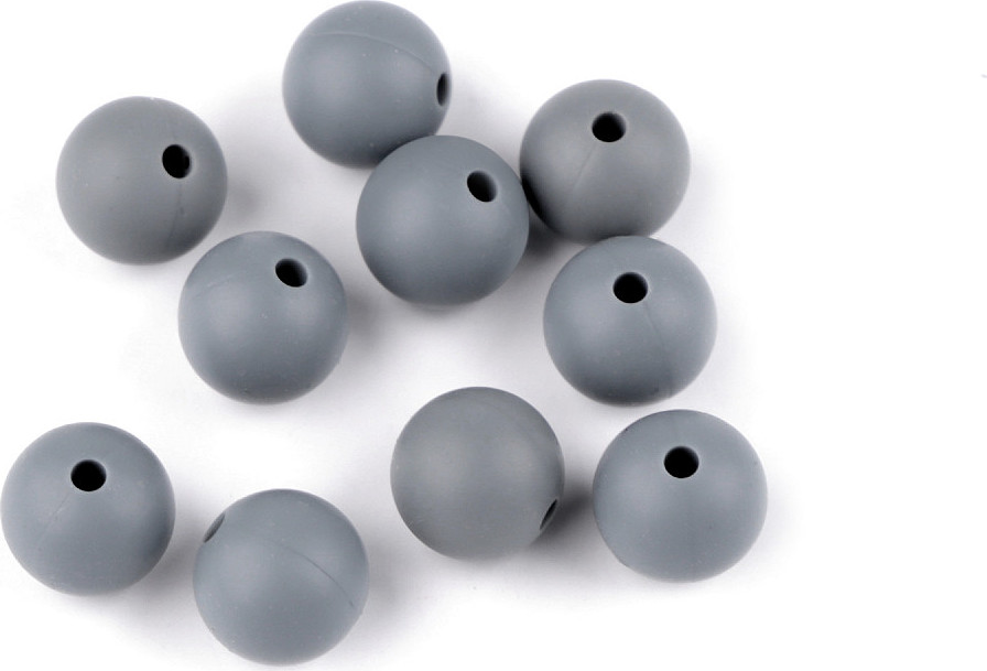 Silikonové korálky Ø9 mm Varianta: 4 (10) šedá, Balení: 10 ks
