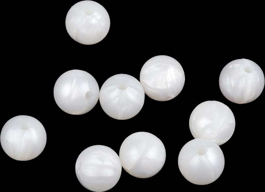 Silikonové korálky Ø9 mm Varianta: 6 bílá mléčná perleťové, Balení: 10 ks