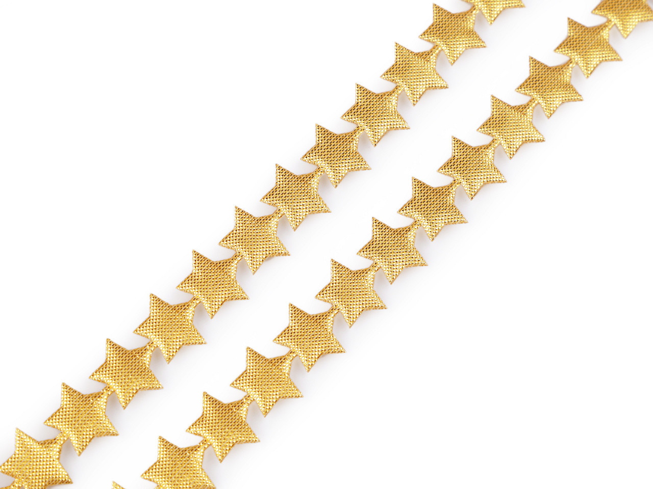 Saténový prýmek šíře 15 mm hvězda metalická vánoční Varianta: 2 zlatá, Balení: 4.5 m