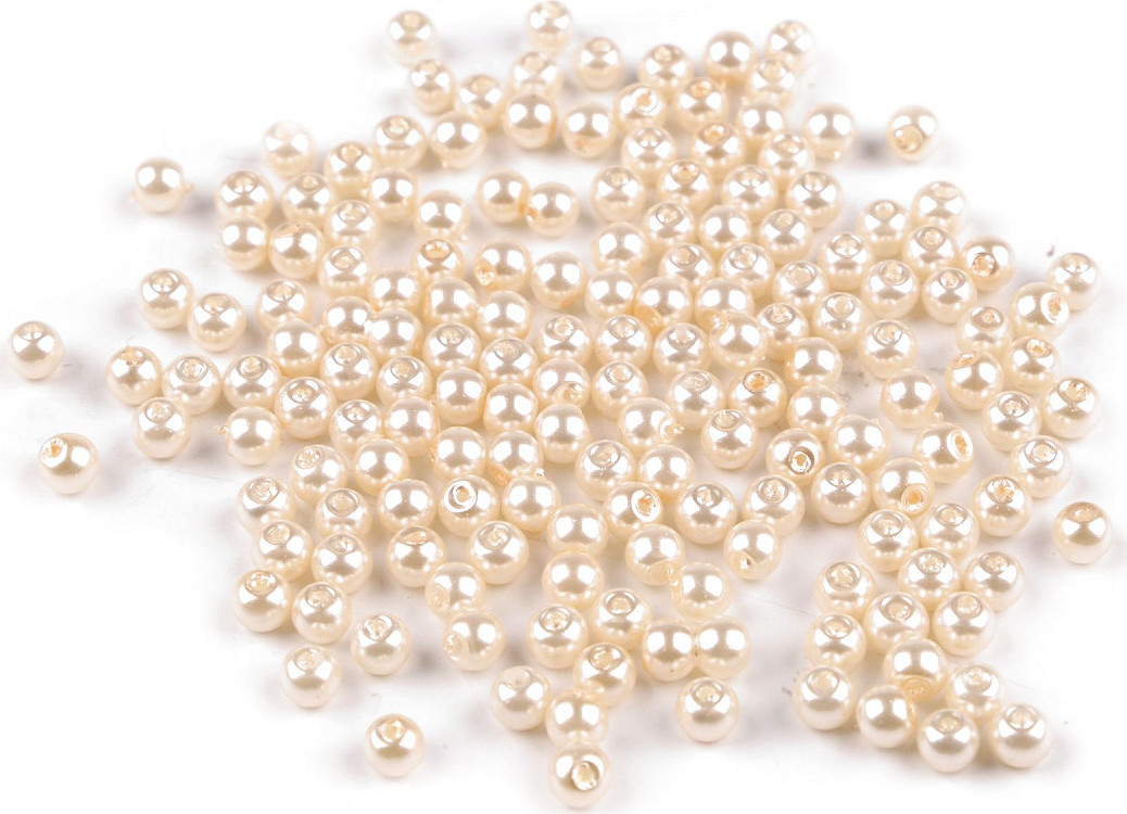 Skleněné voskové perly Ø4 mm Varianta: 05A krémová, Balení: 50 g