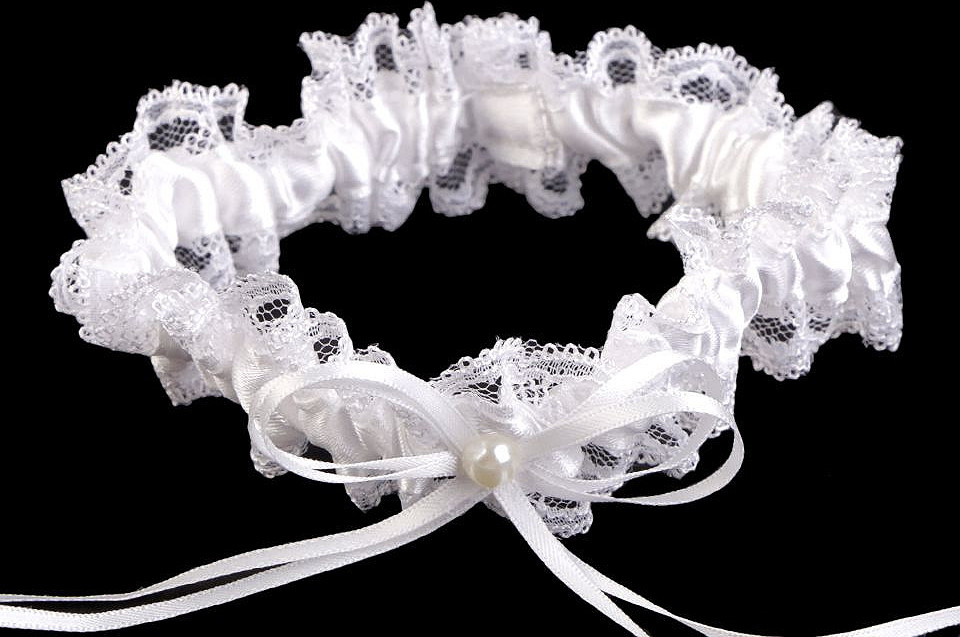 Svatební podvazek krajkový Varianta: 1 (3,5 cm) bílá, Balení: 1 ks