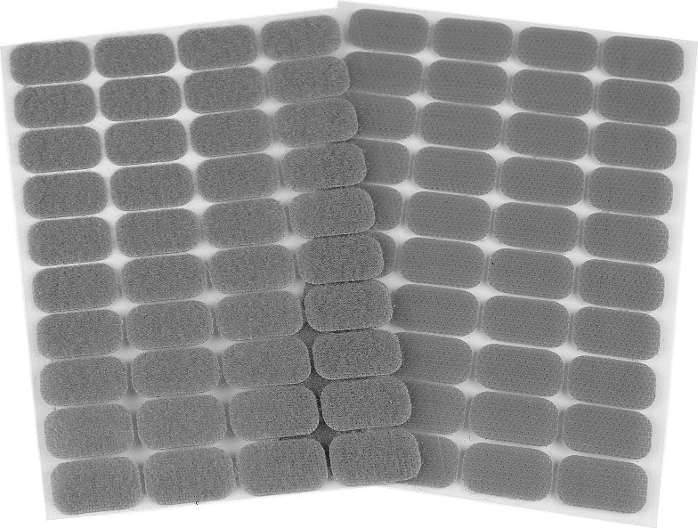 Suchý zip samolepicí obdélníčky 15x25 mm Varianta: 4 šedá, Balení: 1 karta