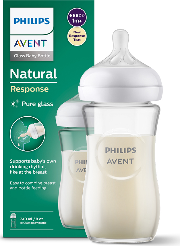 Láhev Avent Natural Response 240 ml +1m skleněná