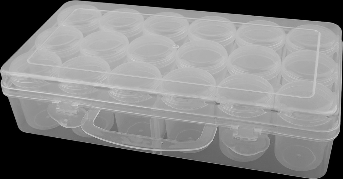 Plastový box / zásobník 18 šroubovacích dóziček Varianta: transparent, Balení: 1 ks