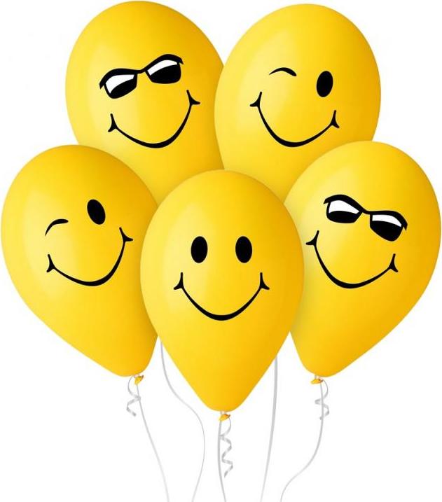Prémiové balónky "3 Smiles", žluté 12" / 5 ks.