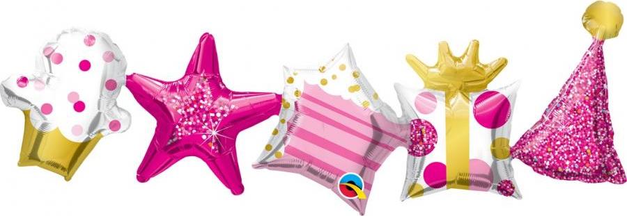 Qualatex QL girlandové fóliové balónky 41" Birthday Garland Pink