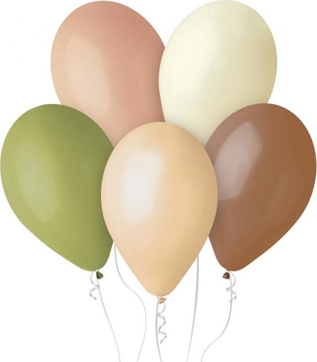 Prémiové heliové balónky, barvy přírody, 13 palců/ 5 ks.