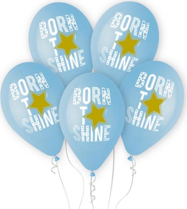 Prémiové balónky Helium Born to Shine (modré), 13"/ 5 ks. KK