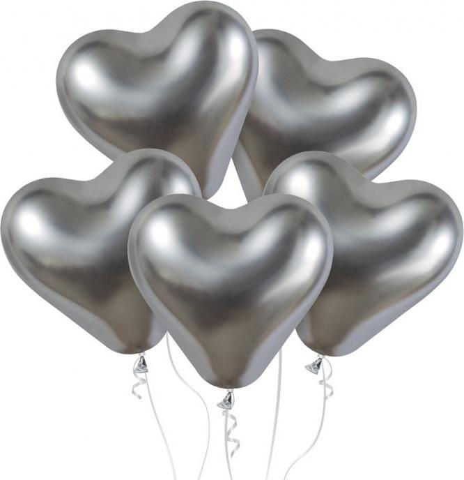CRB12 lesklé balónky srdce 12 palců - stříbrné / 25 ks.