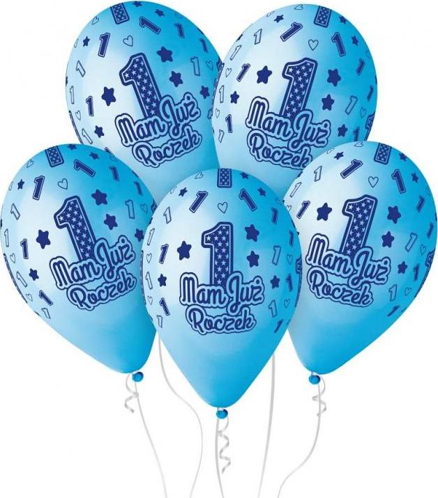 Prémiové heliové balónky, je mi jeden rok, modré, 13 palců/ 5 ks.