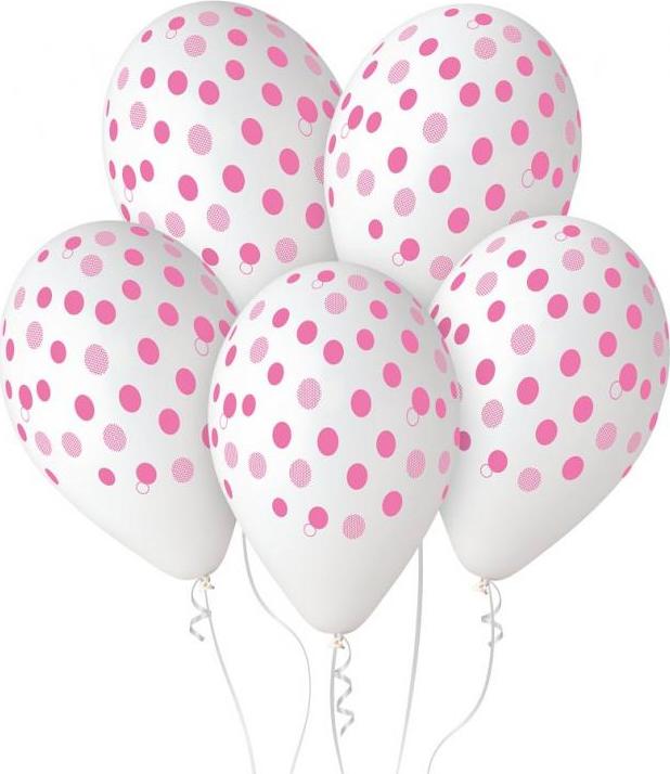 Prémiové růžové puntíkované balónky, 12 palců / 5 ks.