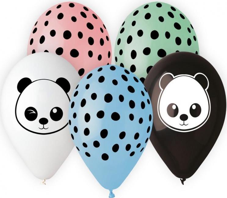 Prémiové balónky Helium Panda, 13 palců / 5 ks.