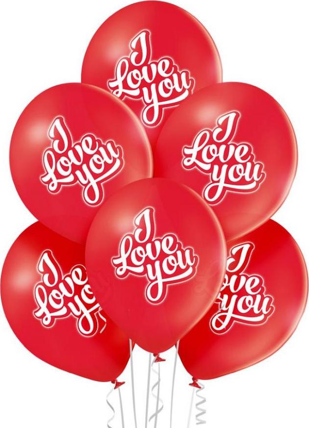 D11 I Love You balónky 101-RED 1C2S, 6 ks.