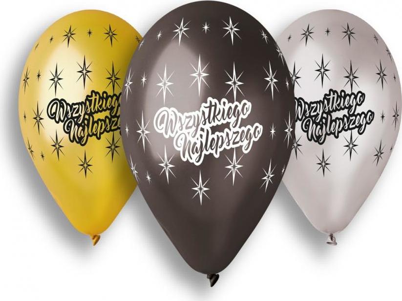 Prémiové heliové balónky Happy Birthday, 13 palců / 5 ks.