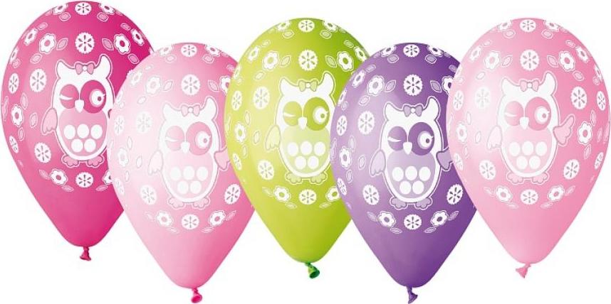 Prémiové balónky "Owl", výše. 1 barva, 12" / 5 ks.