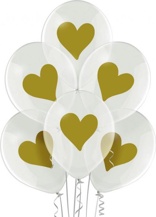 Balónky D11 038 Gold Hearts 1C2S, 6 ks.
