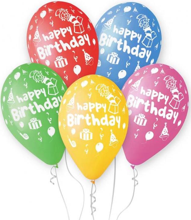 Prémiové balónky "Happy Birthday (party), 12" / 5 ks.