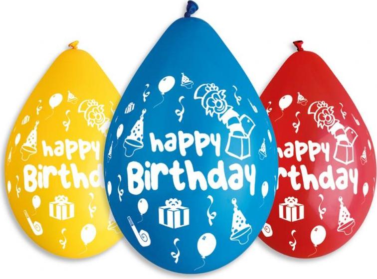 Prémiové balónky "Happy Birthday (party), 12" / 5 ks (závěsné)