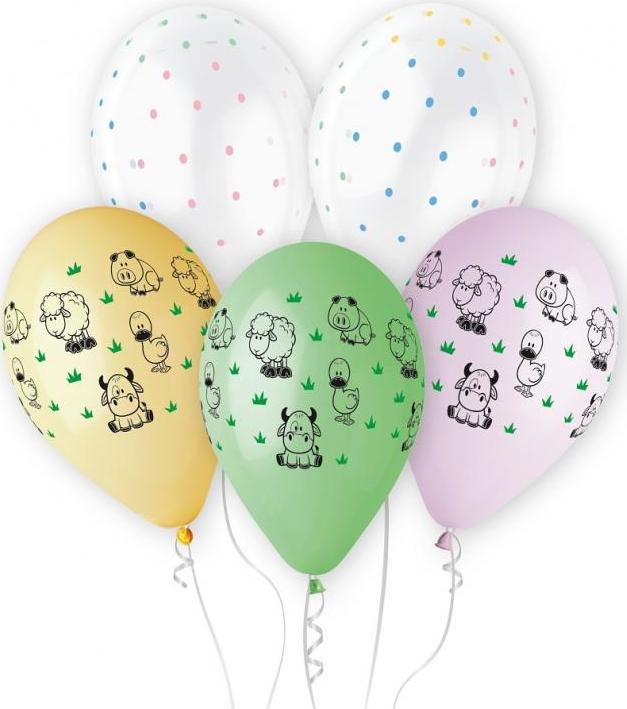Prémiové heliové balónky pro hospodářská zvířata, 13 palců/ 5 ks.