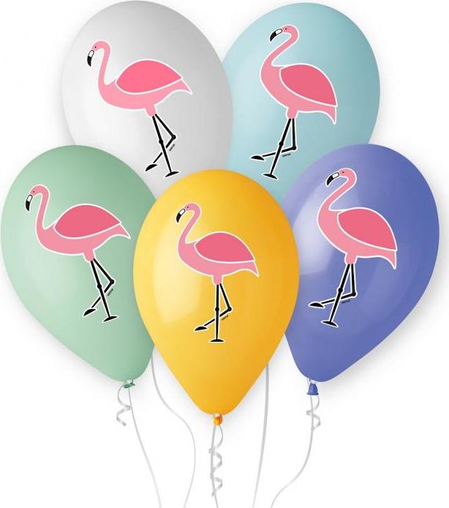 Prémiové heliové balónky "Flamingo", 13"/ 5 ks.