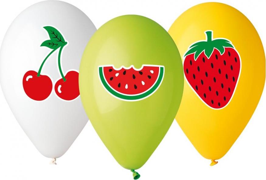 Prémiové heliové balónky "Fruits", 13"/ 5 ks.