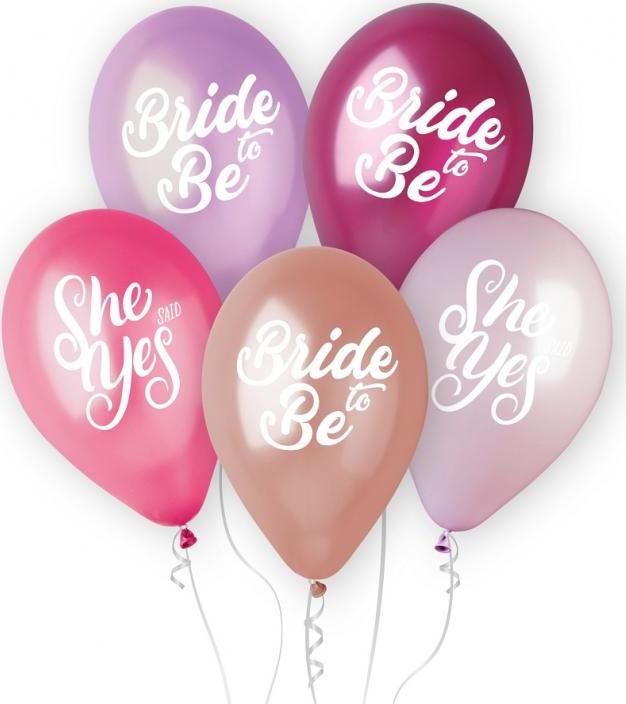 Prémiové balónky Helium Bride to Be/She say Yes, 13 palců/ 5 ks.