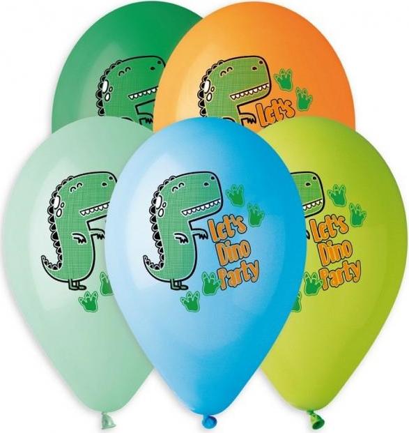 Prémiové balónky Helium Let&#39;s Dino Party, 13 palců/ 5 ks.