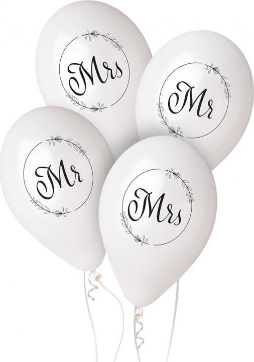 Prémiové balónky Helium Mr a Mrs (v kruhu), 13 palců/ 4 ks.