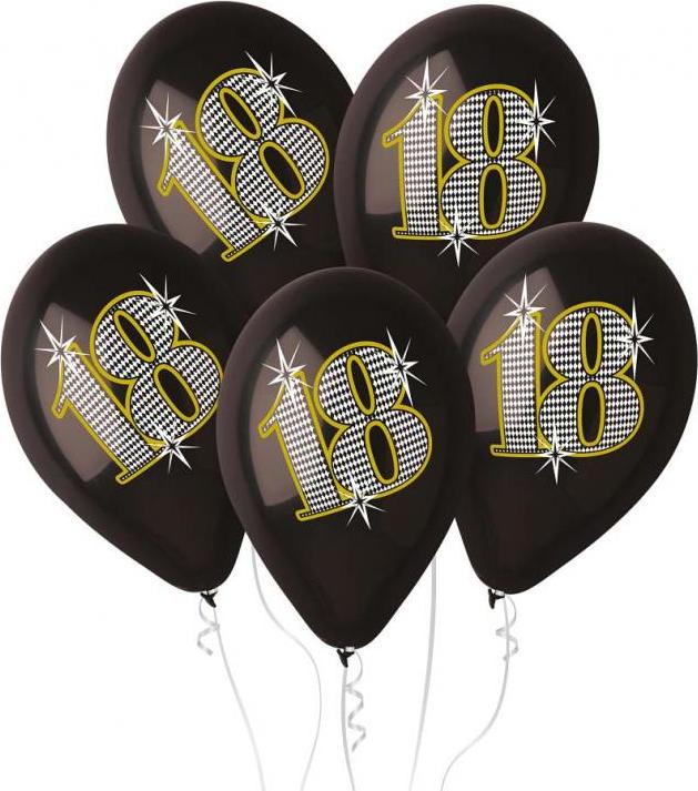 Prémiové balónky "18", černé, 12" / 5 ks.