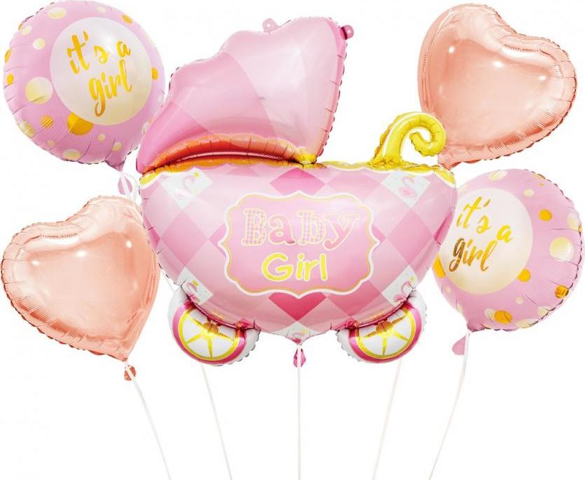 Godan / balloons Fóliové balónky - sada vozíků, růžové, 5 ks.