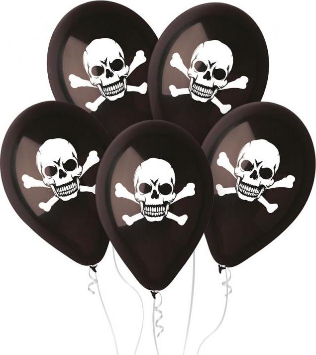Prémiové balónky SKULL, černé, 12 palců/ 5 ks.