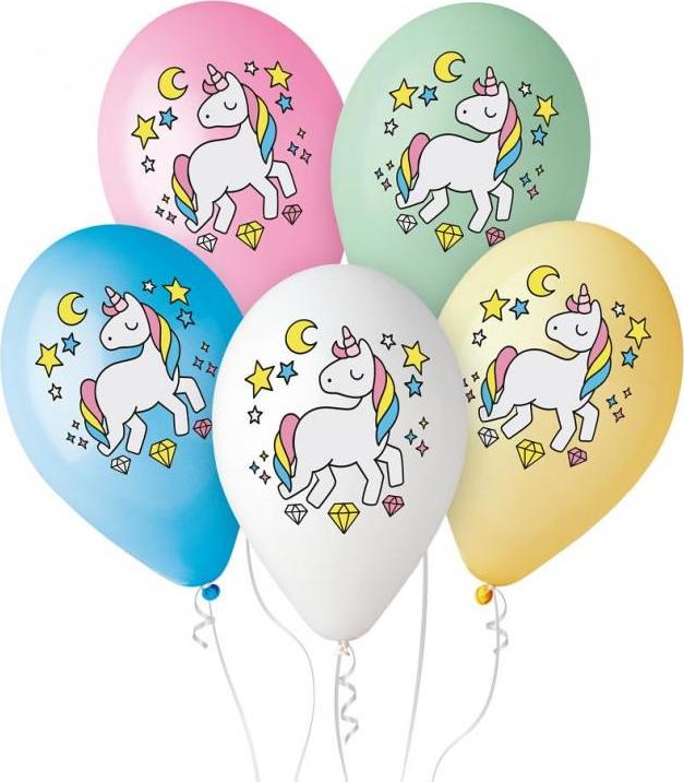 Prémiové balónky "Unicorn - Magic Night", výše. barevné, 12" / 5 ks.