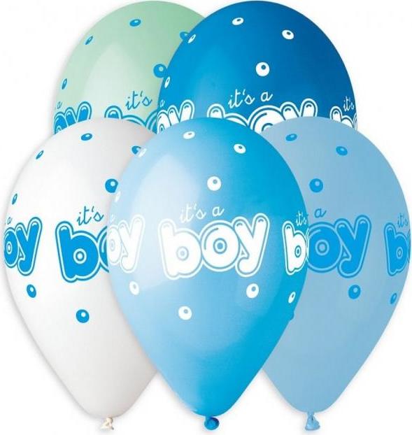 Prémiové balónky Helium It&#39;s a Boy, 13 palců/ 5 ks KK