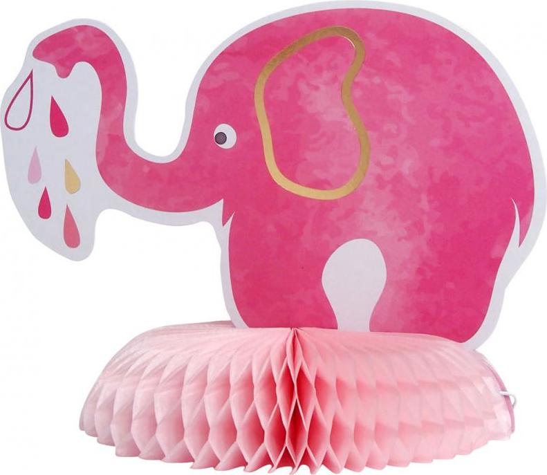 Godan / decorations Dekorace na stůl B&G Baby Girl - slon, světle růžová, 14x18 cm