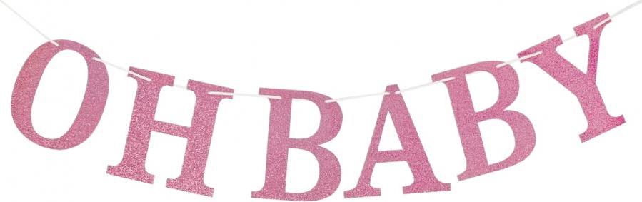 Godan / decorations B&G Oh Baby třpytivá papírová girlanda, světle růžová, DIY, 300 cm
